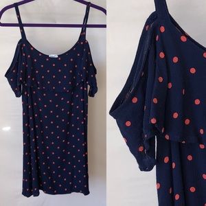 Splendid Polka-Dot Ruffle Off-Shoulder Mini Dress